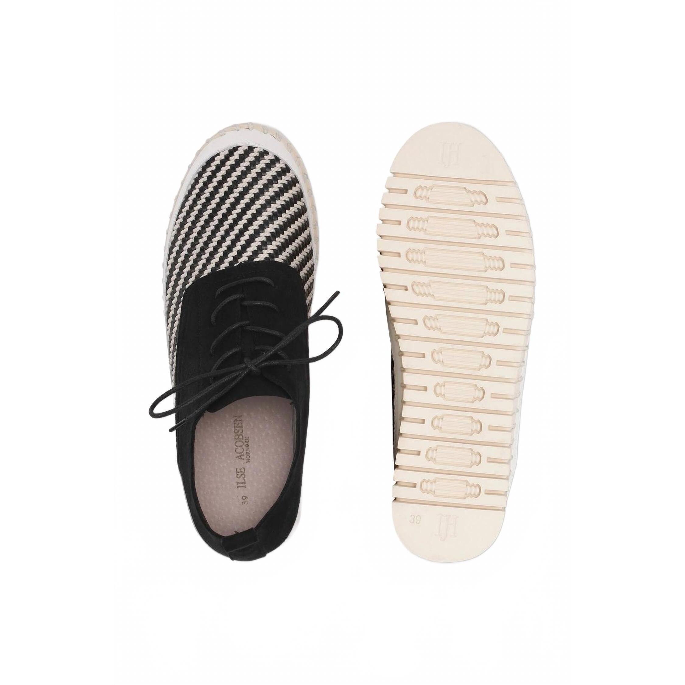 New Ilse Jacobsen Women's Tulip 4094w Flats Sneaker In Black/White